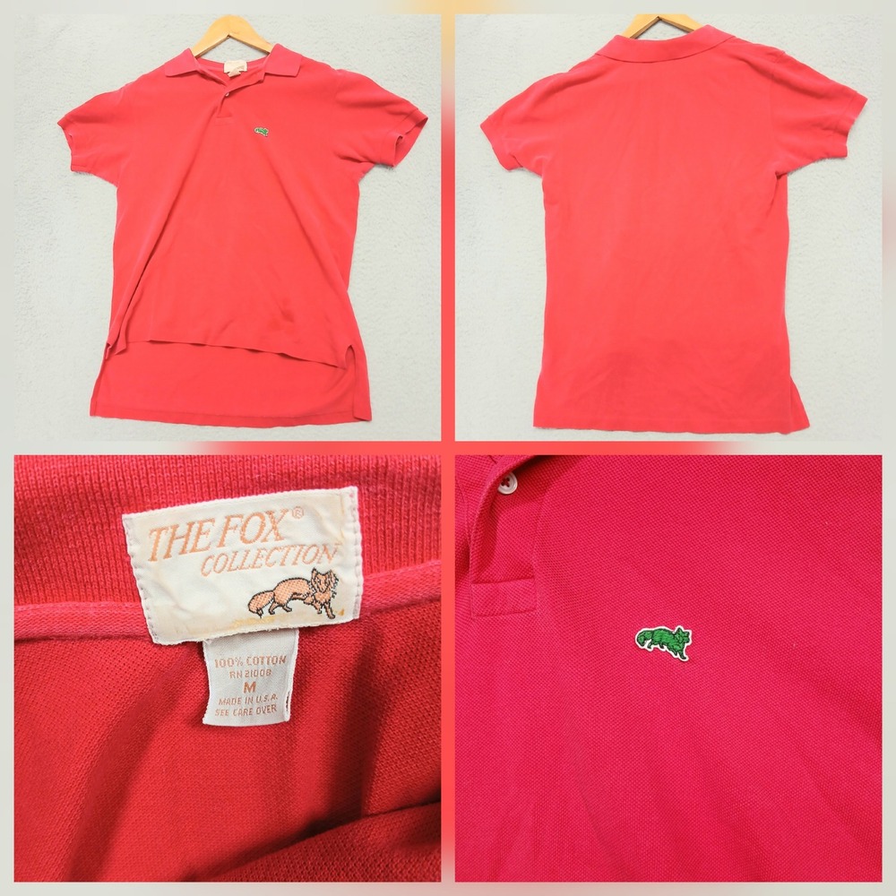 The Fox Collection Vintage Polo Shirt Men's M Red Made USA Cotton‎ Alligator